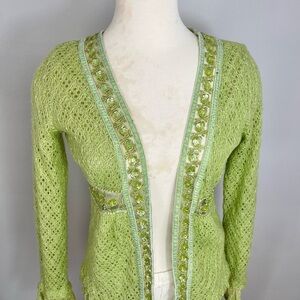 Green Embellished Women's Sweater